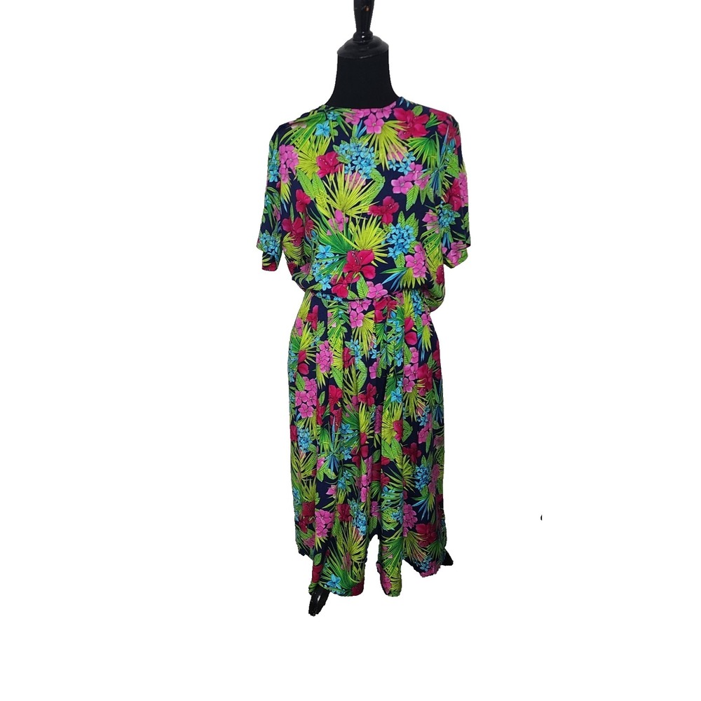 Vintage Handmade Floral Shirt blouse Dress With pockets 14 Cottagecore, Vacation